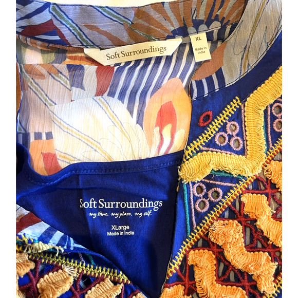 Soft Surroundings Women XL Top 2 Pc NEW Peasant Cottage Core Embroider Layered - Picture 4 of 10